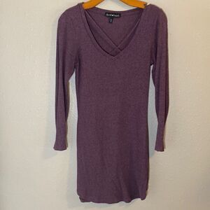 DEREK HEART - long sleeve, mini sweater dress, purple